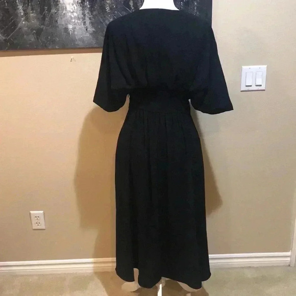 Alexia Admor August Draped Midi Fit & Flare Puffed Sleeved Dress-Size 4 - Picture 2 of 15